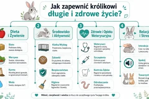 Jak zapewnić królikowi długie i zdrowe życie? Dieta, środowisko, opieka weterynaryjna i relacje to klucz do szczęśliwego życia Twojego królika.