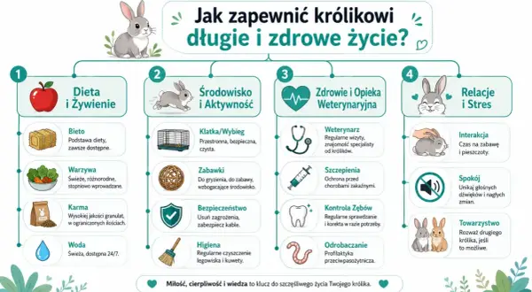 Jak zapewnić królikowi długie i zdrowe życie? Dieta, środowisko, opieka weterynaryjna i relacje to klucz do szczęśliwego życia Twojego królika.